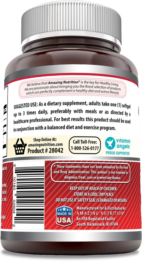 Amazing Formulas CLA Softgels | 1250 Mg Conjugated Linoleic Acid Supplement | Non-GMO, Gluten-Free | 120 Count Made in
