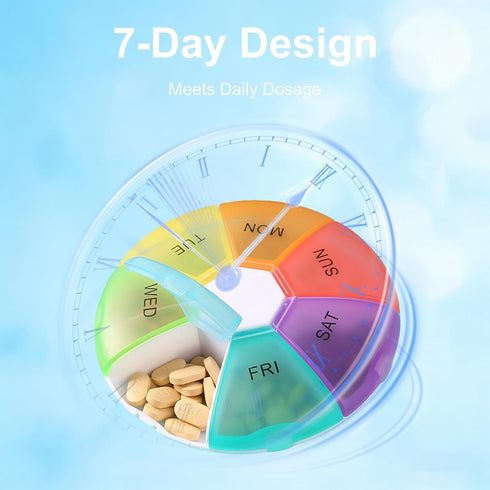OxtraCare 7-Day Weekly Pill Organizer, Pill Box with Large Compartments, Medical Bedside & Homecare Medication