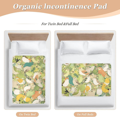 miaozhen Summer 52" 34" Cartoon Quail Bird Group Green Bed Underpads Waterproof Washable Bed Wetting Pad Changing Bed