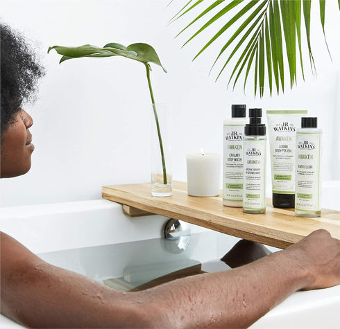 J.R. Watkins Awaken Bath Elixir, Liquid Bath Soak, Rosemary & Rosewood, 6 oz, No Salt, No Residue, Natural Extracts