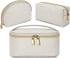 KTMOUW 3 Pcs Waterproof Makeup Bag Set, Portable Travel Organizer for Women, Weave Toiletry Bag, Beige