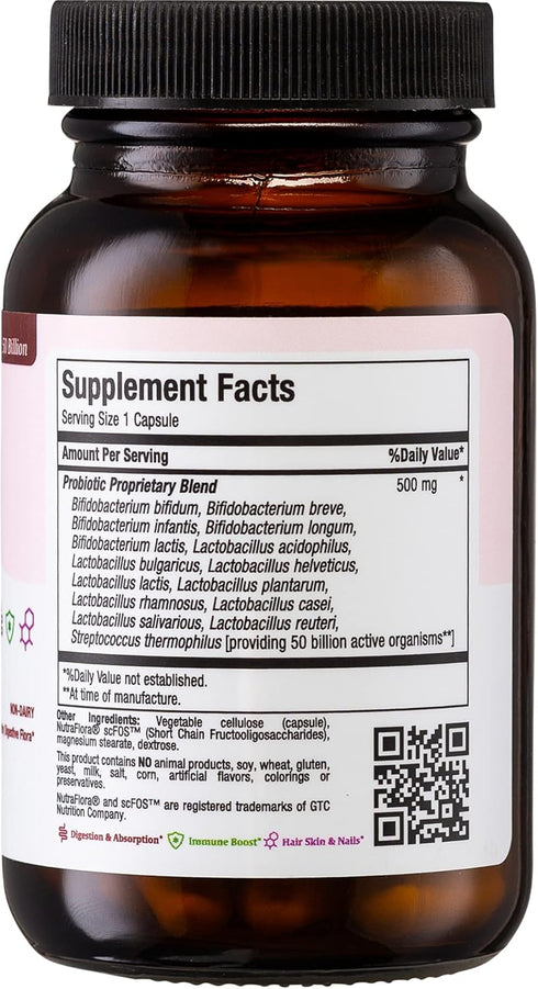 Maxi Health Probiotic Plus Ultimate Prebiotic - 50 Billion Live Active Probiotics Formula - 15 Strains - 30 Count