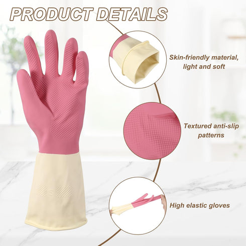 uxcell Rubber Cleaning Gloves, Reusable Household Dishwashing Long Rubber Gloves