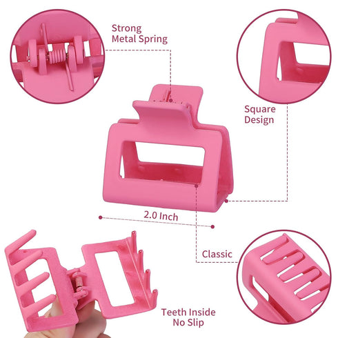 Sisiaipu 2 Inch Medium Hair Claw Clips, 12 Pcs Square Clips for Thin Hair