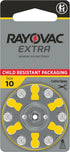 Rayovac 10. 1.45v. (60 Extra Hearing aid Batteries Size Long-Lasting Mercury-Free zinc-air Hearing aid Batteries