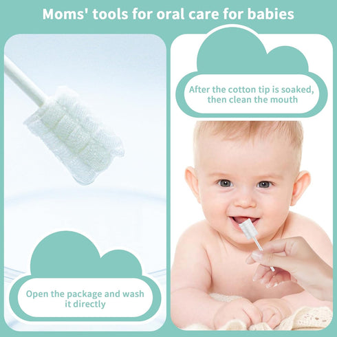 Infant Tongue Cleaner Skim Gauze 105PCS + 2 Finger Cot Baby Toothbrush with Box for Newborn Oral Care