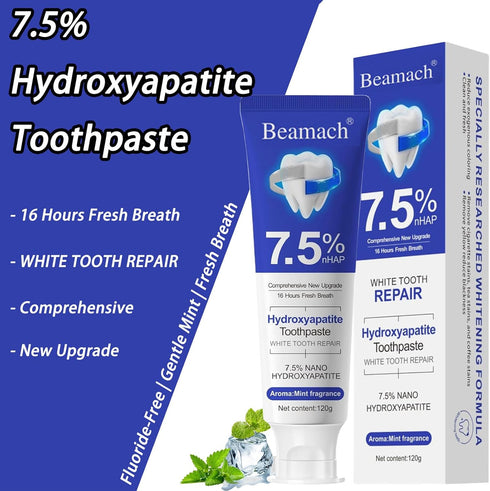 Nichalous 7.5% (2) Beamach Hydroxyapatite Toothpaste Nano Hydroxyapatite Whitening Toothpaste for Enamel Protection