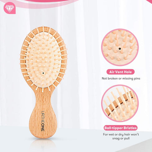 Mini Hair Brush - Detangling Brush for Thick Curly Thin Long Short Hair, Pocket Travel Paddle Brush