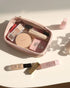 Pocmimut Makeup Bag, PU Leather Clear Travel Makeup Bag, Car Essentials for Women, Cosmetic Bag Organizers (Pink)