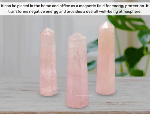 Amazing Gemstone Star Rose Quartz Crystal Towers - Natural Healing Crystal Point Obelisk for Reiki Healing (2 to 3 INCH)