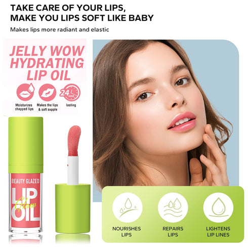 Beauty Glazed Big Brush Head Lip Oil, Ultra-Hydrating Glossy Finish Lip Glow Oil, 1, 101# MEET