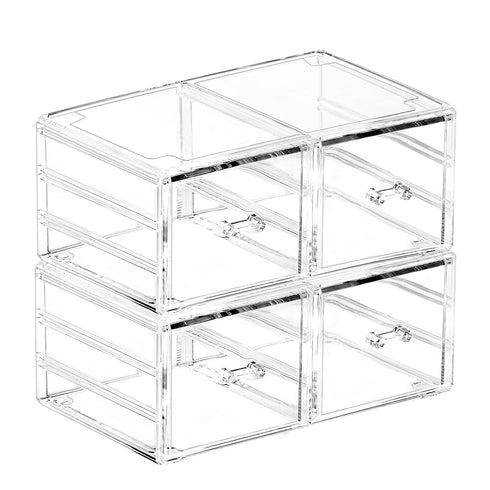 Pack of 2 Acrylic Countertop Stackable Drawers, Clear Organizing Bins for Cosmetics, Jewelry, Hair Accessories, Makeup