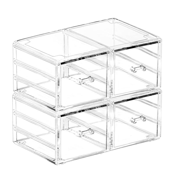 Pack of 2 Acrylic Countertop Stackable Drawers, Clear Organizing Bins for Cosmetics, Jewelry, Hair Accessories, Makeup