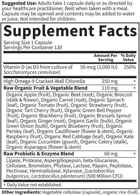 Garden Of Life D3 Vitamin Code Whole Food Raw Supplement, 2000 IU, Dairy and Gluten Free, Vegetarian, 120 Capsules