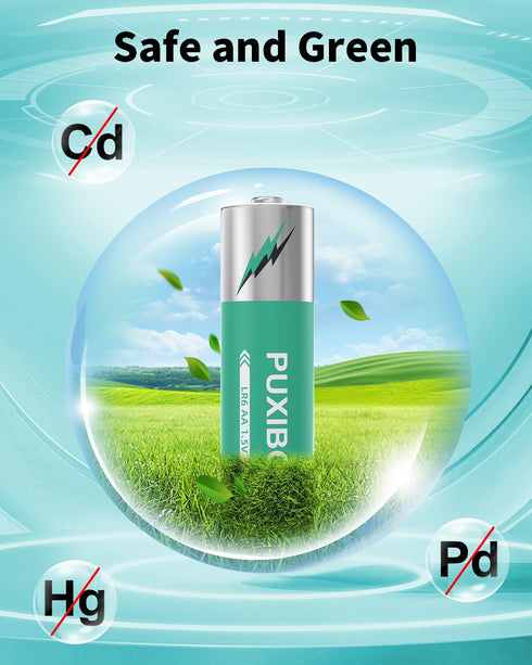 PUXIBOV 24 Pack 1.5V LR6 Double AA Batteries Battery: Alkaline Long-Lasting Batteries - Leakproof Batteries - Size