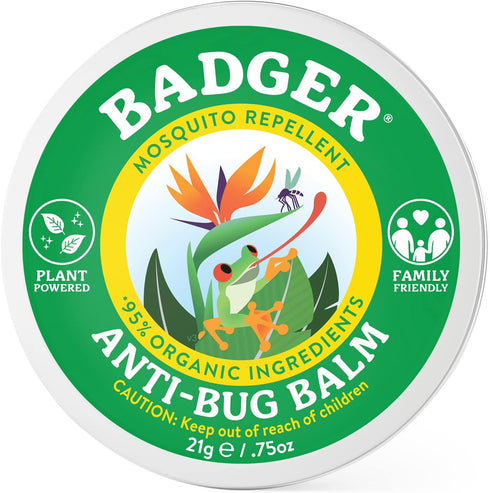 Badger Bug Repellent, Non-DEET Mosquito Repellent with Citronella & Lemongrass, 75 oz Tin