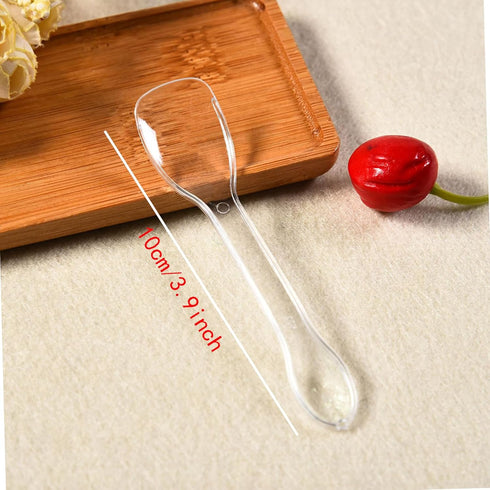 100 Pieces Ice Cream Scoops, Independent Packaging Disposable Cake spoon, Plastic Yogurt pudding spoon, Ice cream spoon (Clear)