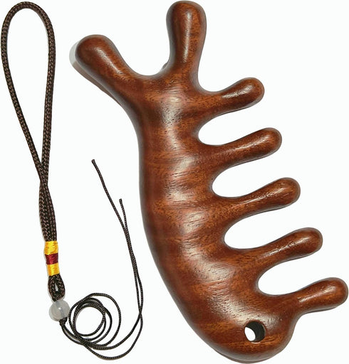 YNHIAG 4.3" Sandalwood Massage Comb Acupressure Scalp Massager, Head Relaxation Tool with Rope,