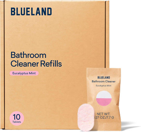 BLUELAND Bathroom Cleaner Refill Tablet 10 Pack, Eco Friendly Products, Eucalyptus Mint Scent, Makes 240 Fl oz