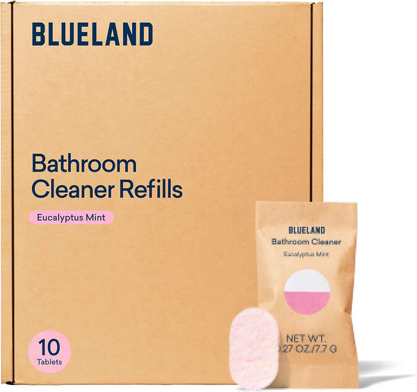BLUELAND Bathroom Cleaner Refill Tablet 10 Pack, Eco Friendly Products, Eucalyptus Mint Scent, Makes 240 Fl oz