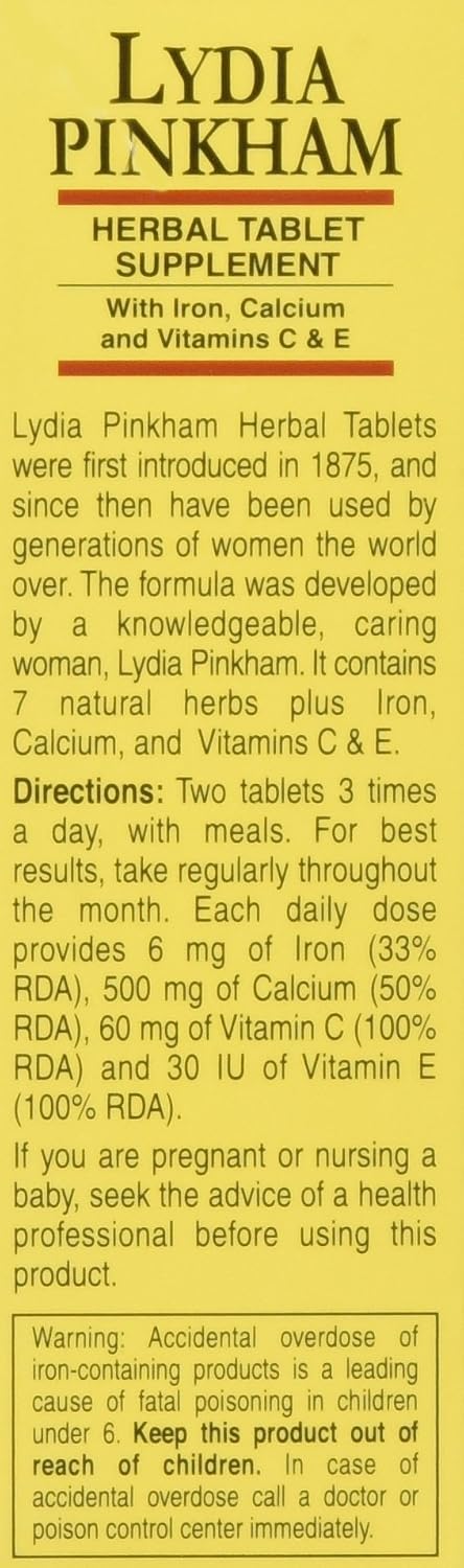 Lydia Pinkham 72 Count Herbal Supplement Tablets for Menstruation and Menopause Support