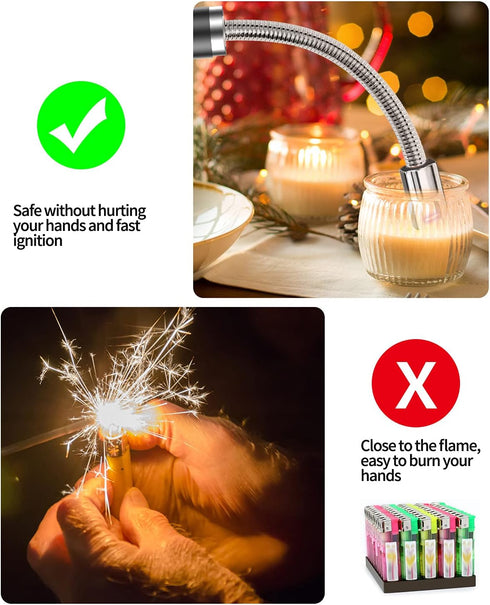 VEHHE USB Lighter, Rechargeable Electric Candle Lighter with Safety Lock, 360° Flexible Long Neck for Cooking