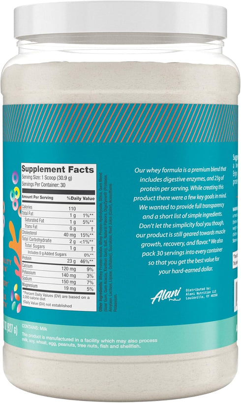 Alani Nu Whey Protein Powder - FRUITY CEREAL Flavor, 23g Protein, Low Sugar & Digestive Enzymes, Meal Replacement
