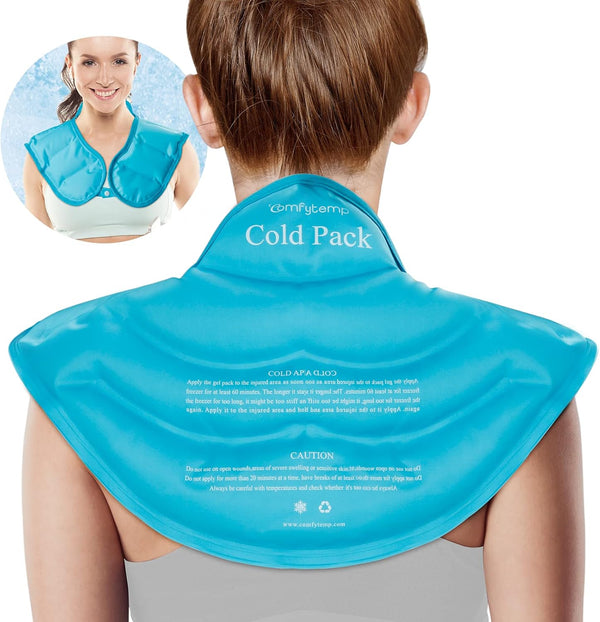 Comfytemp Ice Pack for Neck Shoulders - FSA HSA Approved, Reusable Cold Neck Ice Pack Wrap for Upper Back Pain Relief
