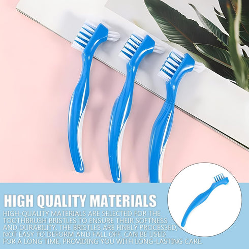 3Pcs Denture Toothbrush Set, Double Heads Portable Cleaning Tool for Oral Care