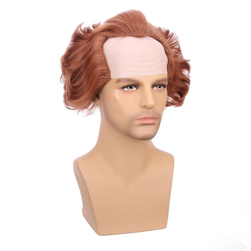 Short Orange Brown Synthetic Wig for Halloween Cosplay Party, Heat Resistant with Wig Cap