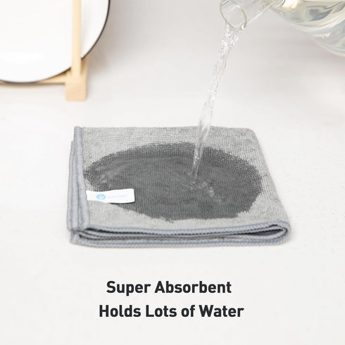 Gray Microfiber Cleaning Cloth 13"x13", Ultra Soft Absorbent Rags for Housekeeping, Lint Free Reusable Cleaning Cloths