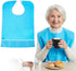 WJIAAA 23.6 14.3in Adult Bibs for Elderly Women Men, Blue Waterproof Oil-Proo Bibs with Chip Collector Wipe-Clean