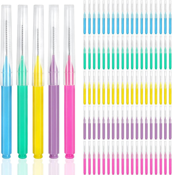 ewinever 100 Pieces Interdental Brush, Toothpicks for Oral Dental Hygiene, Braces Brush Teeth Cleaner