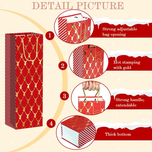 Xylitic 8 Pack Designs,14 4.7 3.5 inch christmas wine gift bags with Unique Xmas x x Christmas Wine Bags for wine