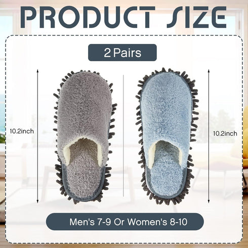 Jecery 2 Pair Microfiber Slippers, Washable Cleaning Slippers for Floor Dust and Dirt Cleaning Tool Supplies