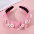 NVENF Flower Headbands for Women, Spring Summer Floral Knotted Headbands, Crystal Rhinestone White Pink, Beach