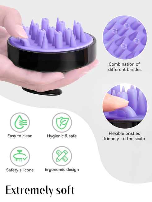 HEETA Hair Scalp Massager Brush, Updated Hair Shampoo Brush with Soft Silicone Bristles for All Hair Types (Black)