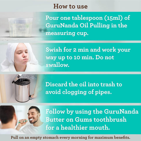 GuruNanda Coconut Oil Pulling, 16 fl oz, with 7 Essential Oils and Vitamin D3, E, K2 for Fresh Breath and Gum Health