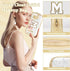 Small Clear Personalized Initial Makeup Bag, Nylon Preppy A-Z Chenille Letter Patch Cosmetic Pouch (Beige-White M)