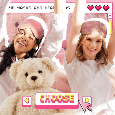 Newcotte 24 Pcs Sleepover Party Supplies for Girls, 12 Pcs Plush Sleep Eye Mask and 12 Pcs Bow Hair Band (Cute Style)