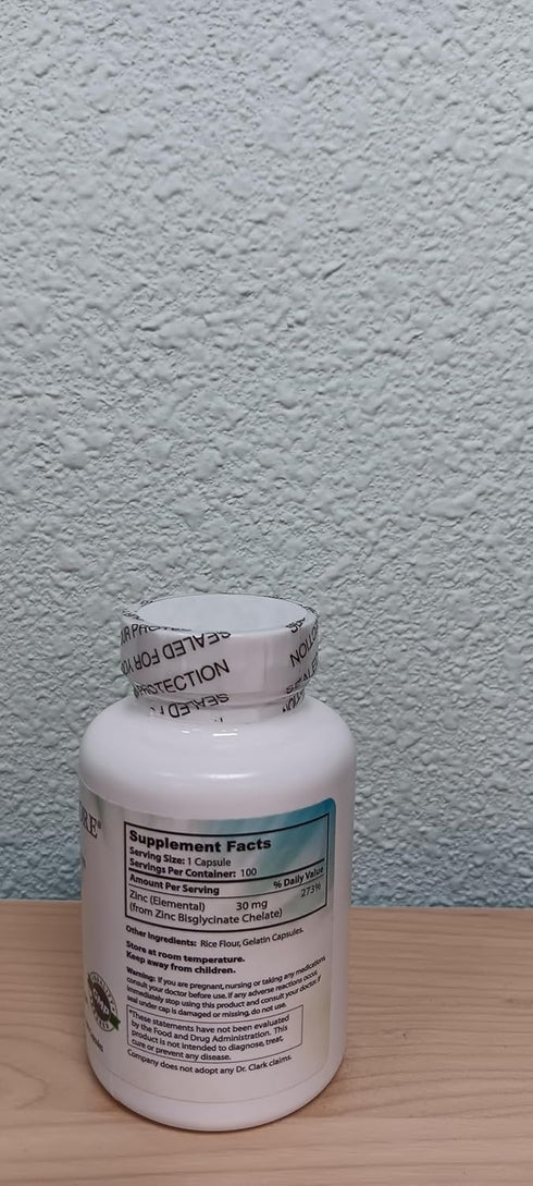 Dr Clark Zinc Bisglycinate, 30mg, 100 Gelatin Capsules