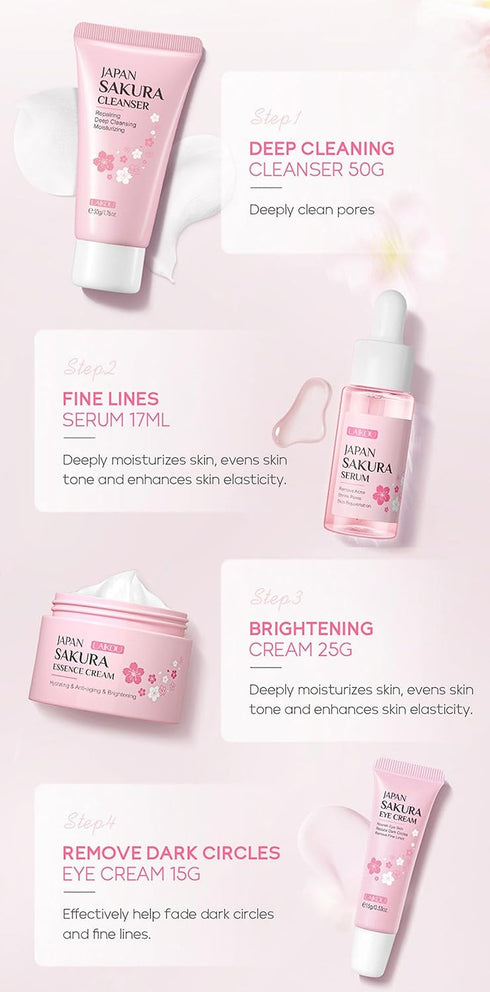Skin Daily Skincare Set - 4PCS Gentle Cleaning & Care Gift Set for Teenage Girls and Women