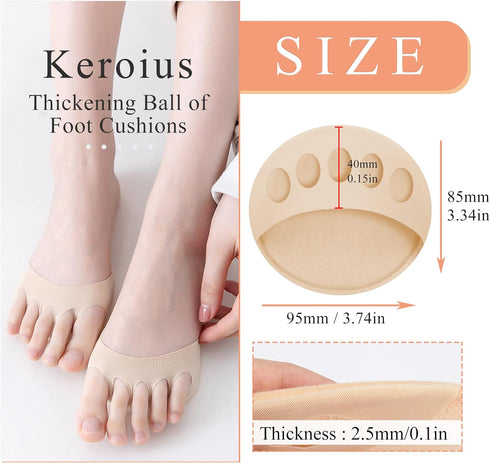 Invisible Breathable Honeycomb Fabric Ball of Foot Pads, Thickened Soft Metatarsal Cushions for Flats, High Heels, Pain