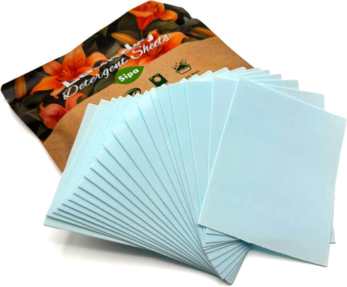 SIPA Laundry Detergent Sheets Bag - 30 Sheets, Up to 60 Loads, Eco-Friendly, Phosphorus-Free, High Efficiency, Lily of