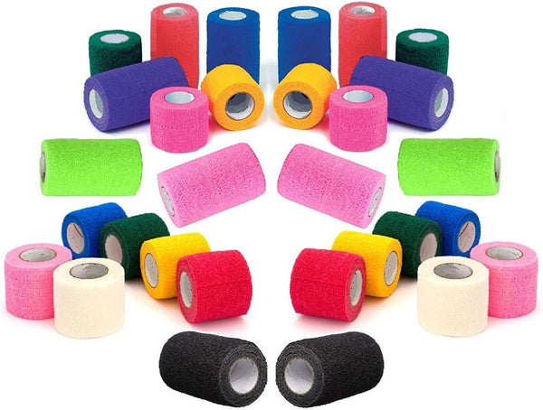 Prairie Horse Supply Vet Wrap Tape Bulk, Assorted Colors, 6 Pack, 4 Inches Wide, Medical First Aid Tape