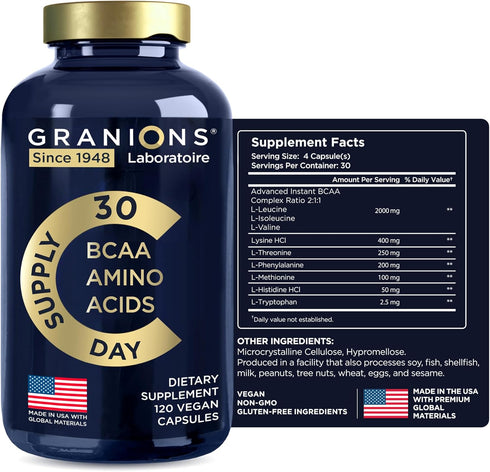 Essential Amino Acids Supplement for Men & Women - 9 BCAAs EAA, Advanced Amino Formula for Energy & Muscle Recovery -