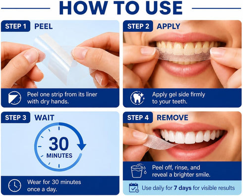 Perlia 7-Day (14 Teeth Whitening Strips, Sensitivity-Free, Enamel Safe, Treatment Strips) with Tea Tree Oil, Coconut