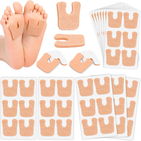 72 Pcs Callus Pads for Feet, Soft Felt U Shape Metatarsal Pads for Pain Relief, Adhesive Coin Pads