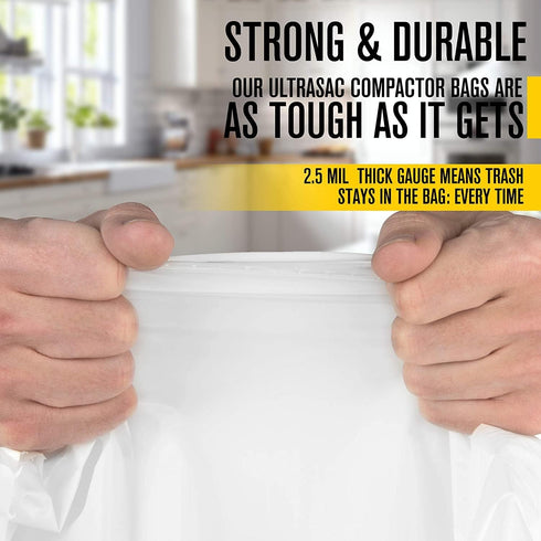 Ultrasac 18 Gallon Compactor Bags | 40 Pack with Ties | Heavy Duty 2.5 MIL | Compatible with Whirlpool