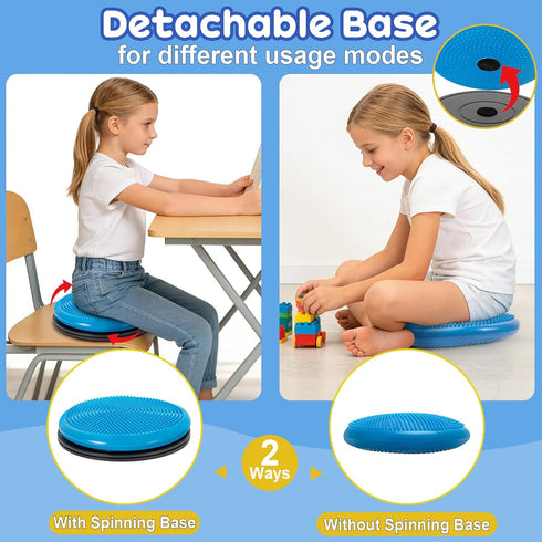 Wiggle Seat Cushion,Fimeetoy Sensory Spinning Chair,Adhd Tools for Kids,Flexible Seating Classroom & Home,Inflatable